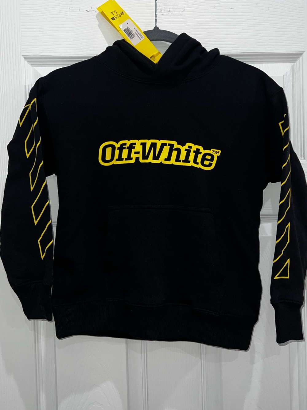 Off-White Black Yellow Arrows Hoodie sz (8)